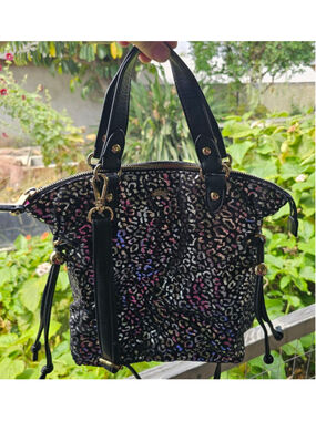 Juicy Couture Metallic Leopard Print Satchel Crossbody